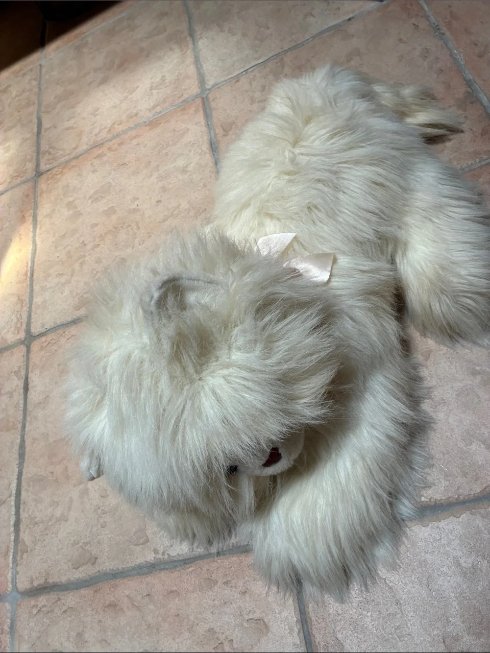 Kellytoy Cream Plush Long-Fur Persian Cat with Brown Nose